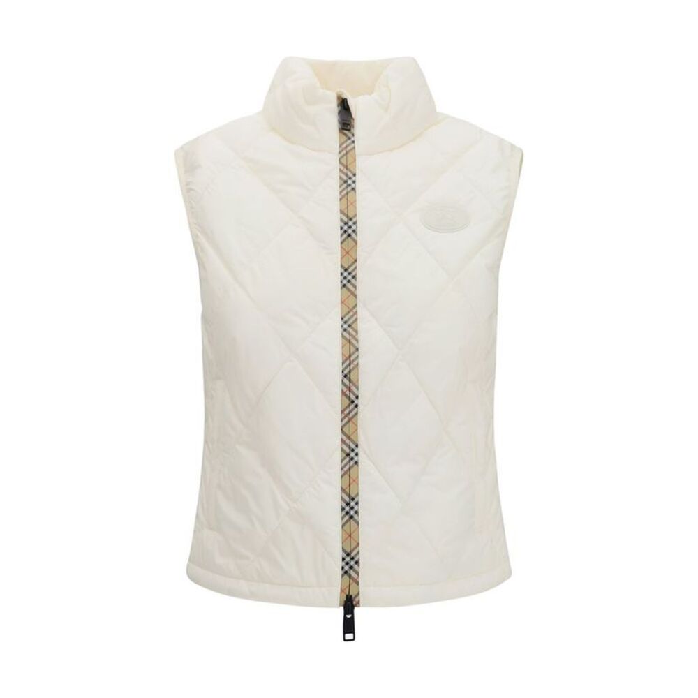 Burberry White Polyester Sleeveless Women's Jacket